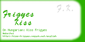 frigyes kiss business card